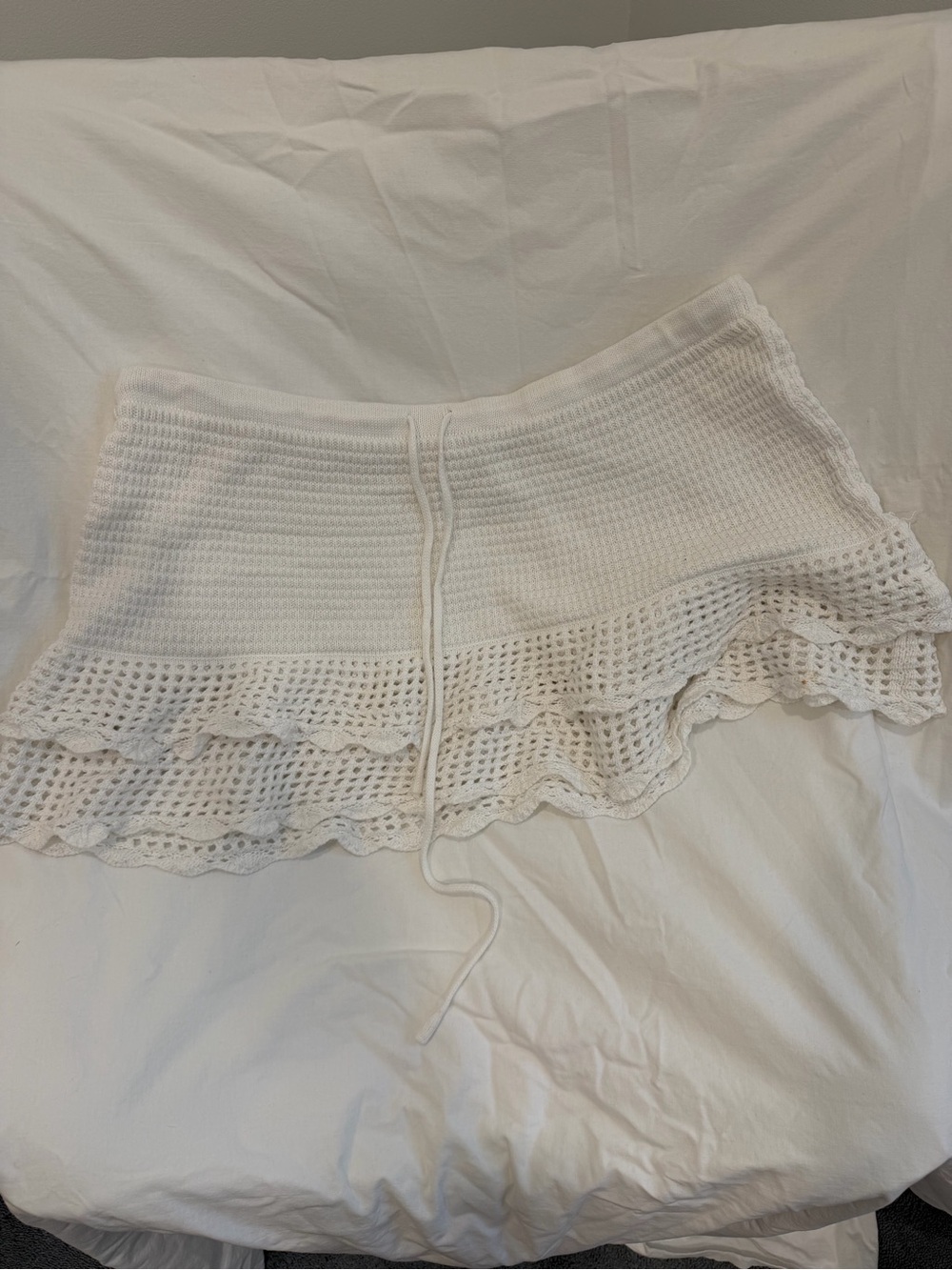 wild fable White Crochet Mini Skirt with Scalloped Hem